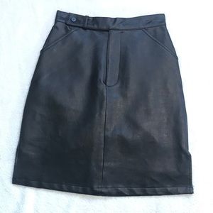Accomplice Vintage Black Faux Leather Skirt Hot Goth Wednesday Vibe Size 7